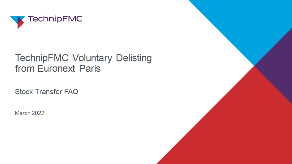 TechnipFMC Voluntary Delisting 